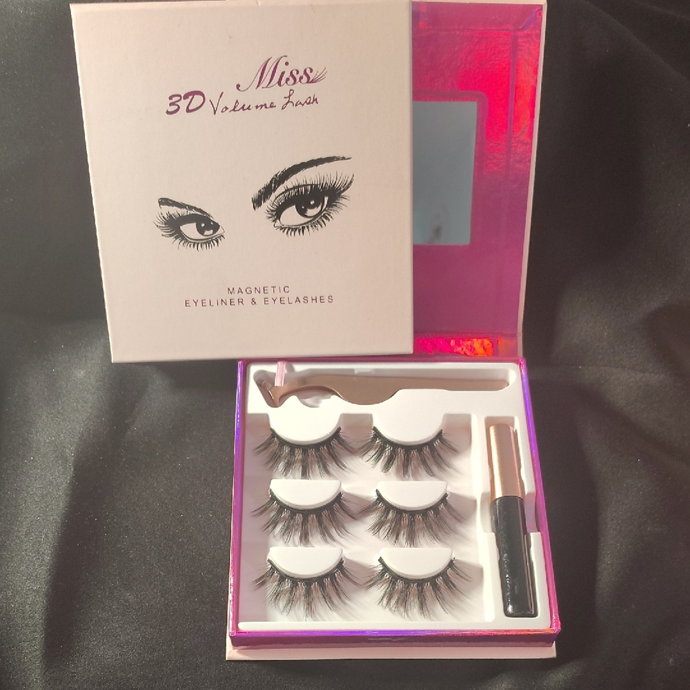 3D Volume Lash Magnetic Eyeliner & Eyelashes Set - Black